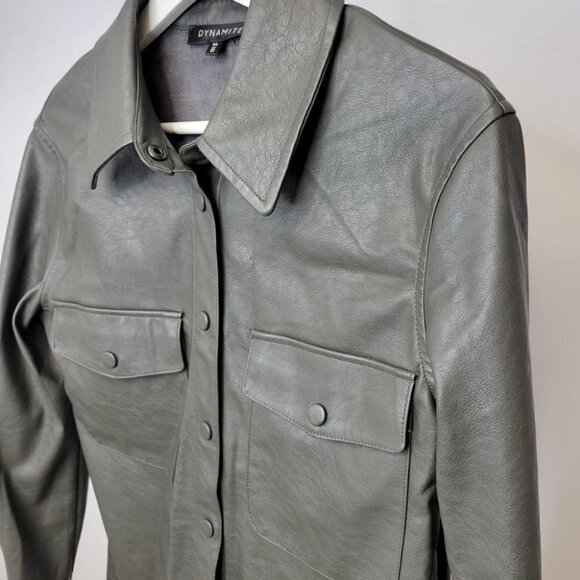 Dynamite Faux Leather Snap  Shacket - Picture 2 of 6
